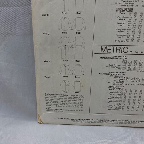 1981 Stretch and Sew ShirtWaist Dress And Blouse Design Patterns By Ann Person - Picture 7 of 10